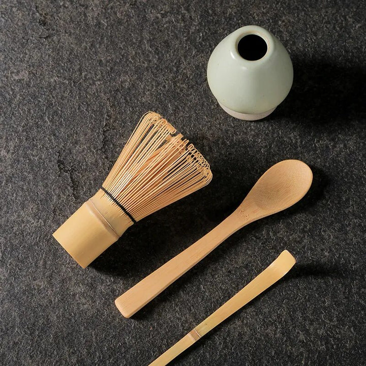 Bamboo Whisk Teaspoon Ceramic Bowl 4 in 1